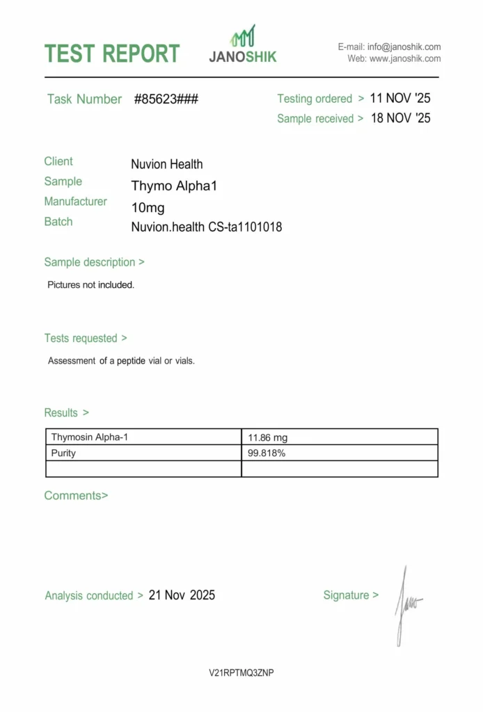 Thymosin Alpha-1 COA report