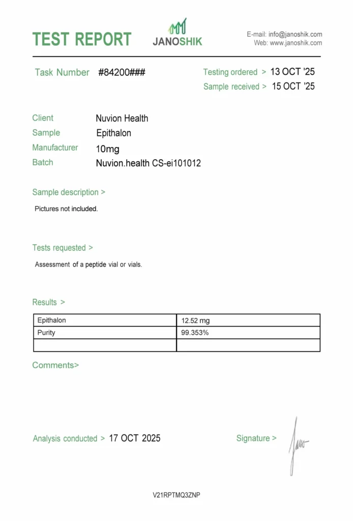 Epithalon COA report