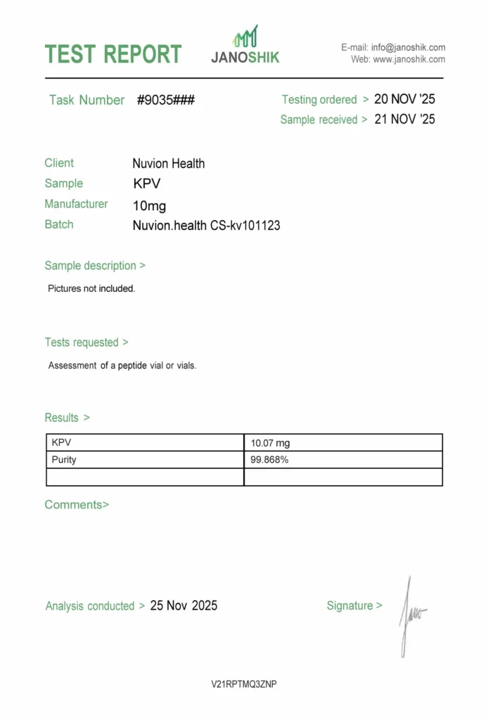 KPV COA report