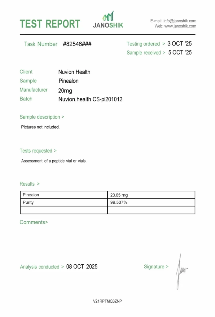 Pinealon COA report