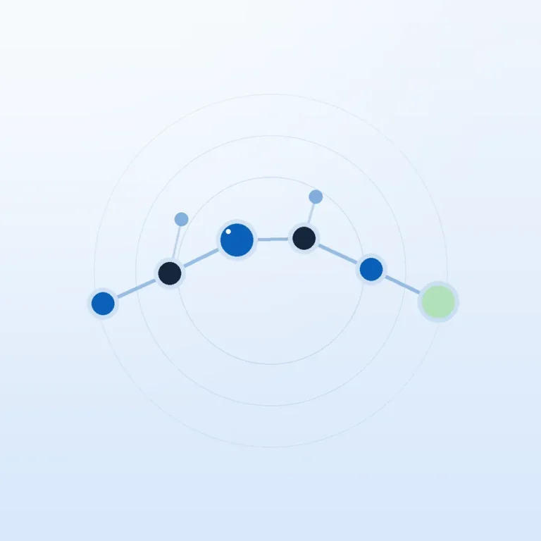 Abstract peptide chain motif on a NuVion blue gradient