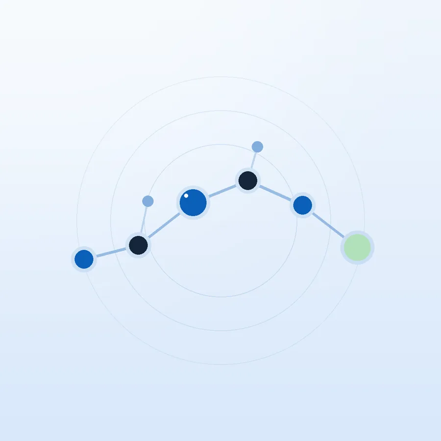 Abstract peptide chain motif on a NuVion blue gradient