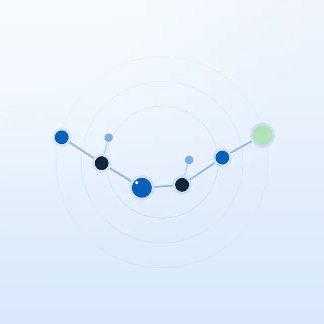 Abstract peptide chain motif on a NuVion blue gradient