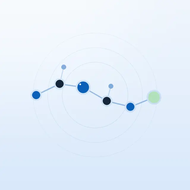 Abstract peptide chain motif on a NuVion blue gradient