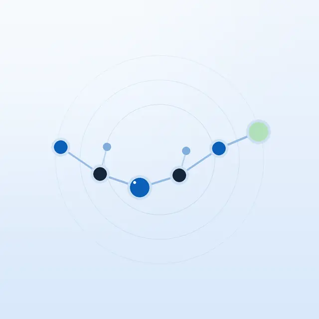 Abstract peptide chain motif on a NuVion blue gradient
