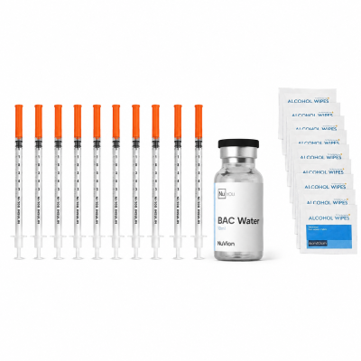 image NuVion research pack with bacteriostatic water, syringes and wipes